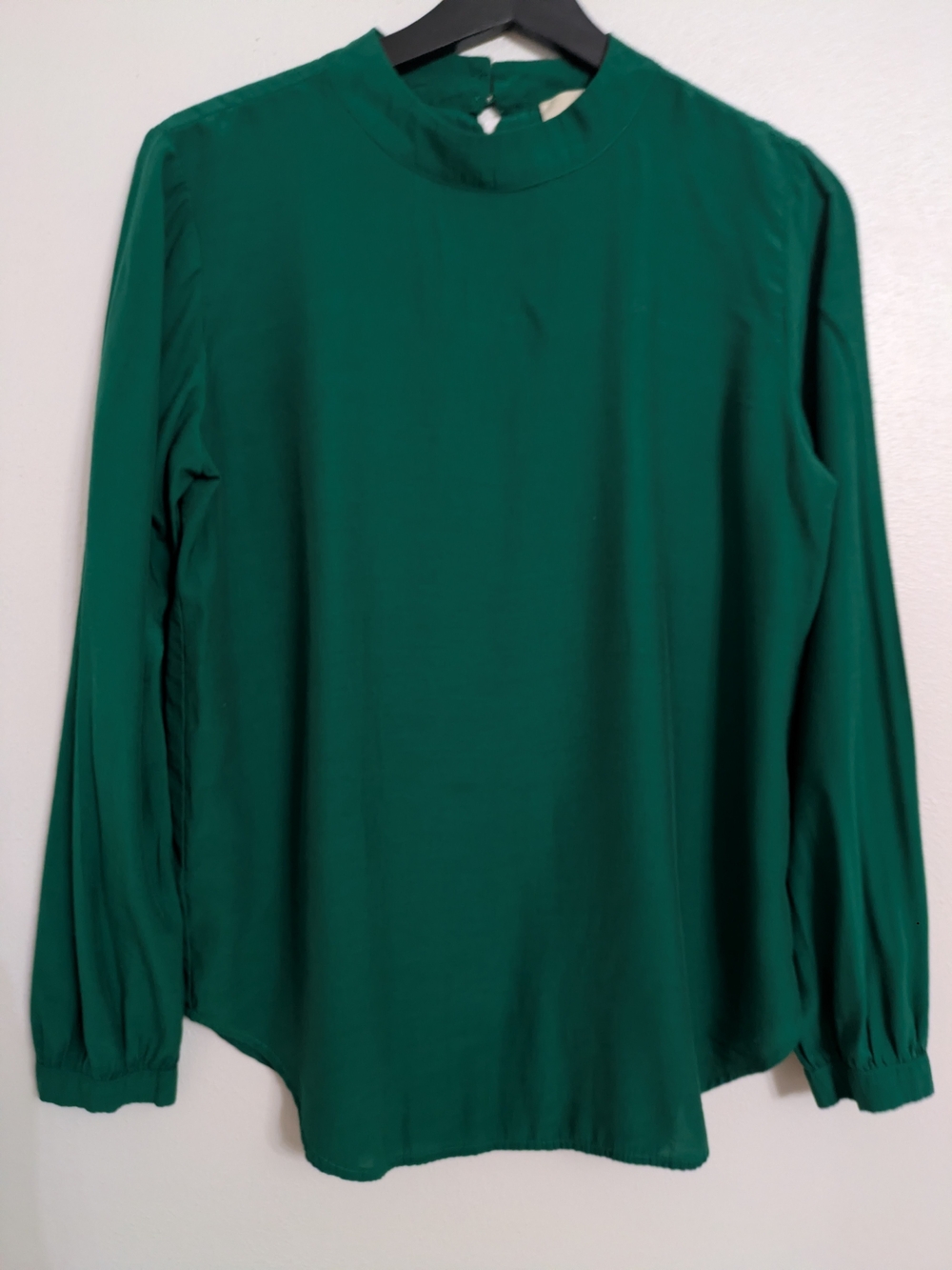 LOFT Emerald Green Mock Neck Long-Sleeve Blouse